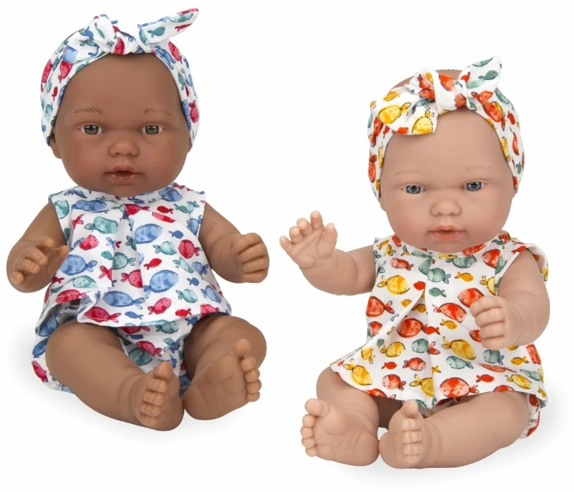 Munecas Arias Lėlytės su rūbeliais žuvyčių raštais, 24 cm