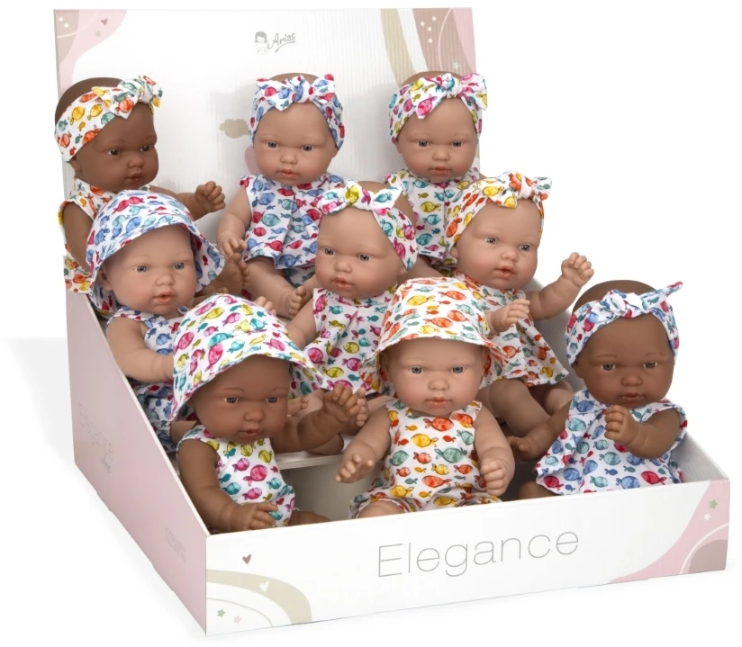 Munecas Arias Lėlytės su rūbeliais žuvyčių raštais, 24 cm