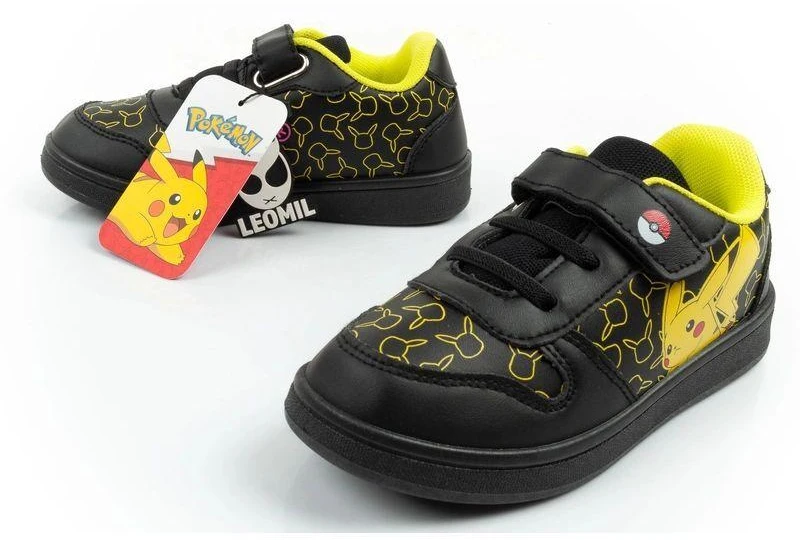 Lengvi „Leomil“ vaikiški sportiniai bateliai „Pokemon“, užsegami „velcro“ dirželiais, juodos spalvos