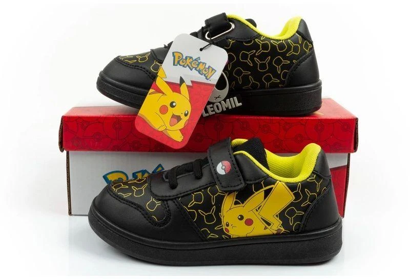 Lengvi „Leomil“ vaikiški sportiniai bateliai „Pokemon“, užsegami „velcro“ dirželiais, juodos spalvos