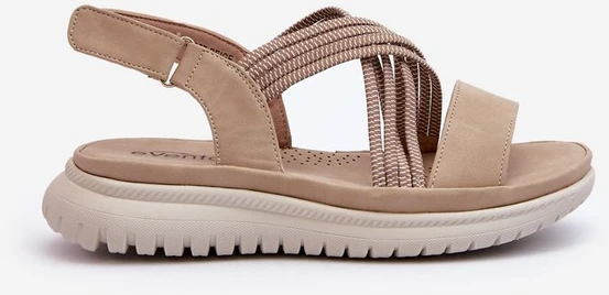 Lengvi moteriški patogūs Velcro sandalai smėlio spalvos Ceclea