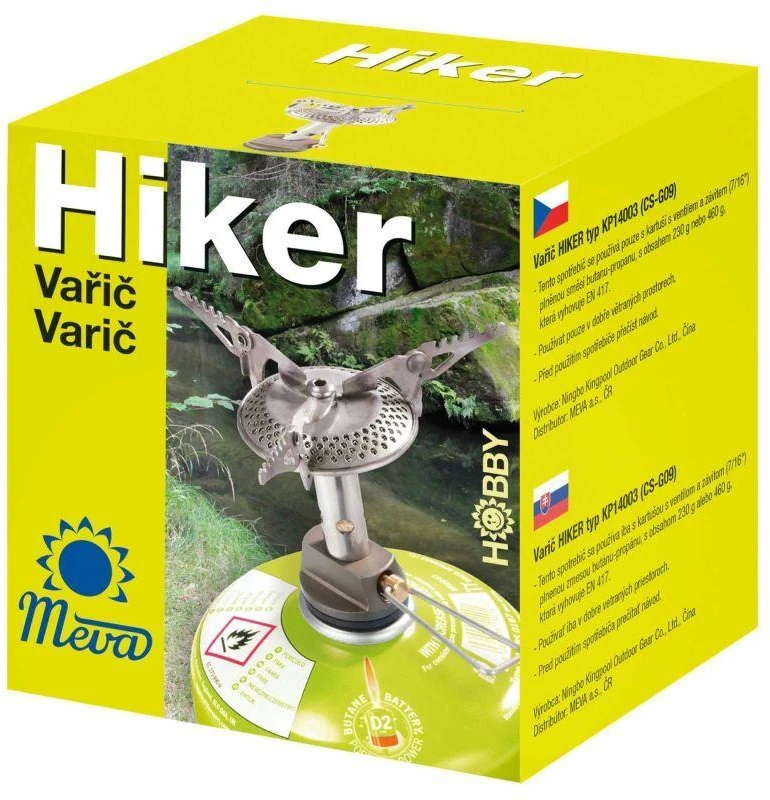 Lengviausias turistinis dujų balionėlių degiklis (su vožtuvu arba sriegiu) HIKER 70gram 2.4kW