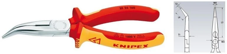 Replės prailgintomis lenktomis žiaunomis elektrikams KNIPEX 2526