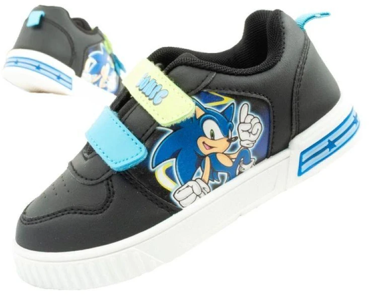 Leomil Sonic sportiniai batukai vaikams, lengvi kedukai su lipukais, juodi
