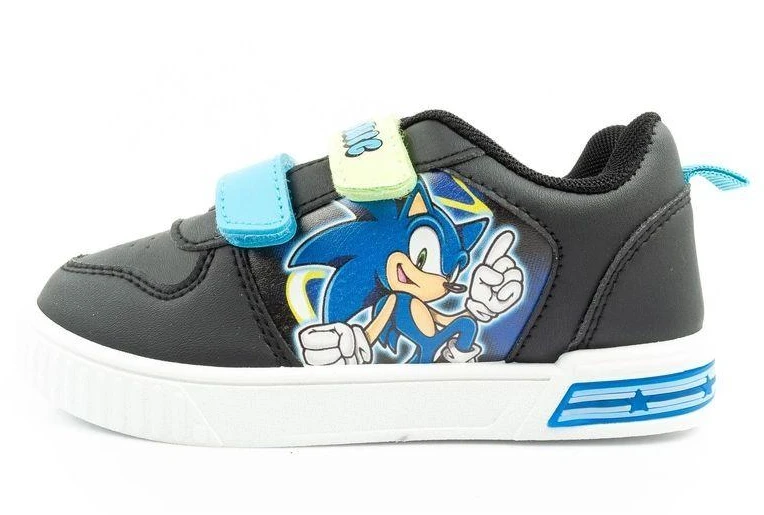 Leomil Sonic sportiniai batukai vaikams, lengvi kedukai su lipukais, juodi