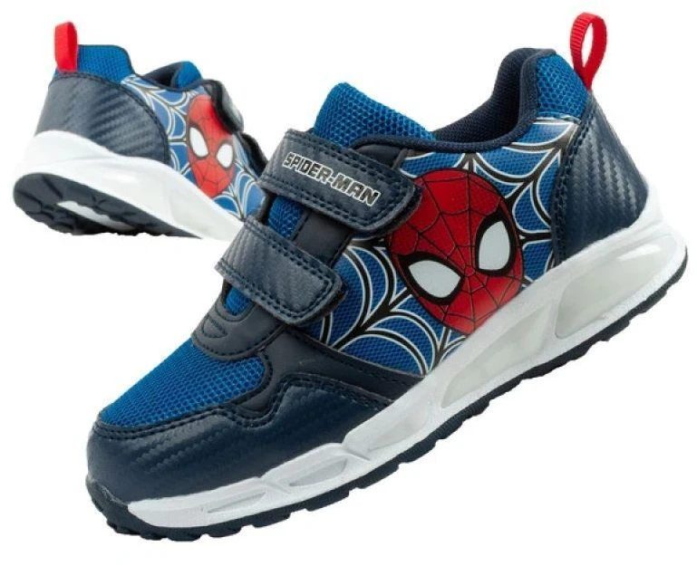Leomil vaikiški lengvi Spiderman sportiniai bateliai su lipukais, juodos ir mėlynos spalvos