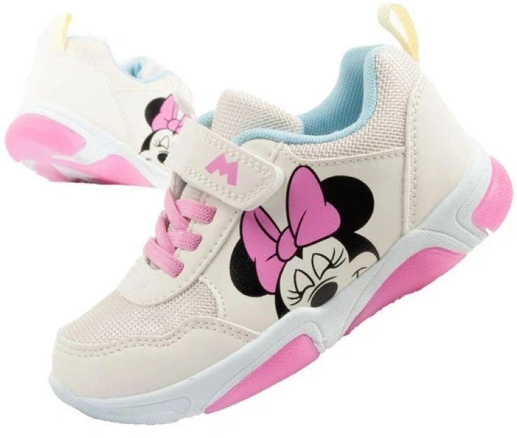 Leomil vaikiški sportiniai bateliai Minnie Mouse su lipdukais ir LED lemputėmis
