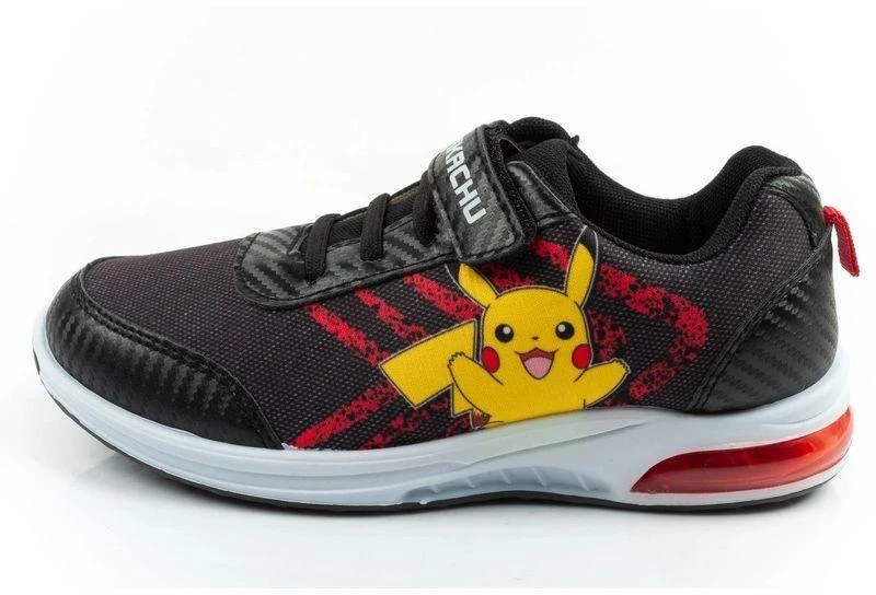 Leomil vaikiški sportiniai bateliai Pokemon kedai lengvi su lipukais LED juodi