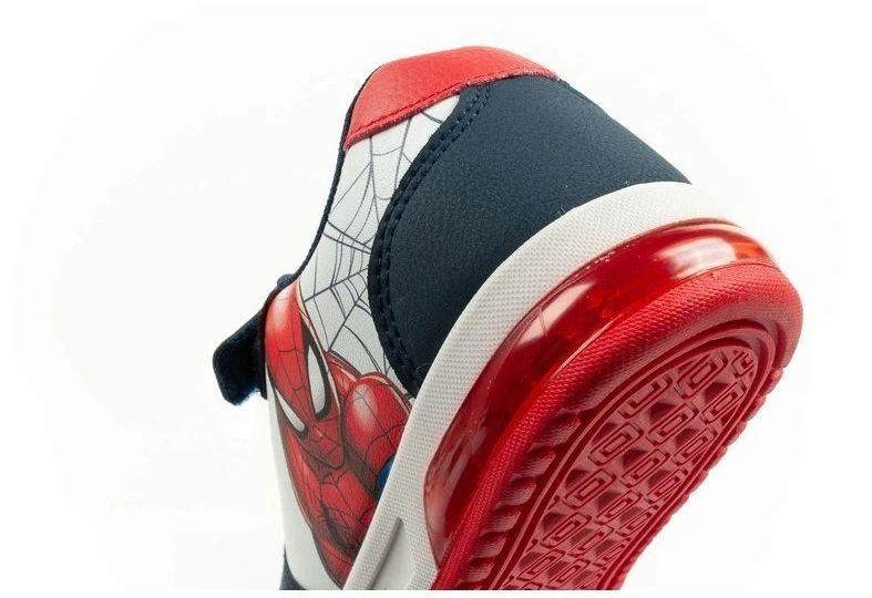 Leomil vaikiški sportiniai bateliai Spiderman lengvi su LED lemputėmis ir velcro užsegimu, balti