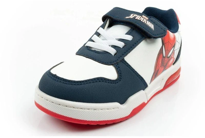 Leomil vaikiški sportiniai bateliai Spiderman lengvi su LED lemputėmis ir velcro užsegimu, balti