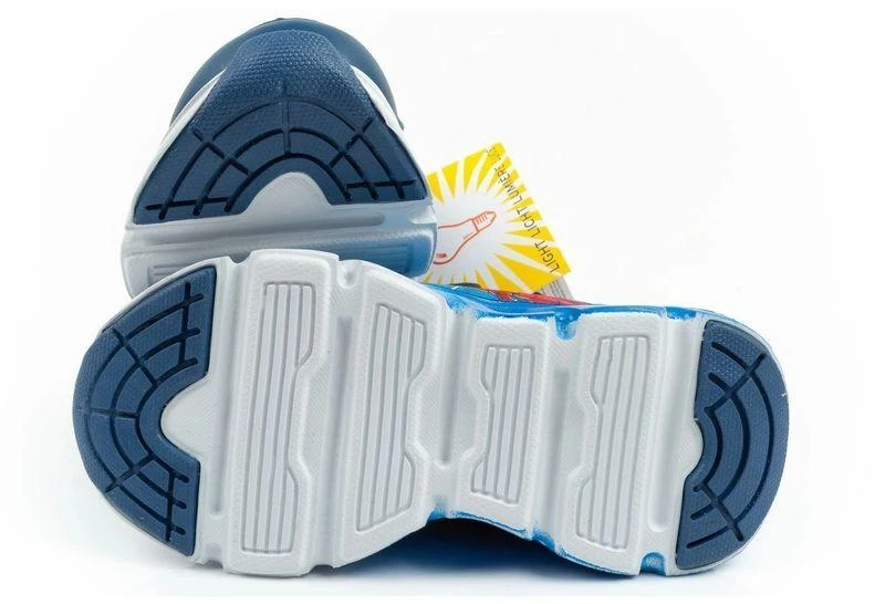 Leomil vaikiški sportiniai bateliai Spiderman lengvi su „velcro“ užsegimu ir LED lemputėmis, mėlyni