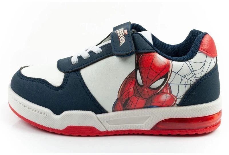 Leomil vaikiški sportiniai bateliai Spiderman lengvi su LED lemputėmis ir velcro užsegimu, balti