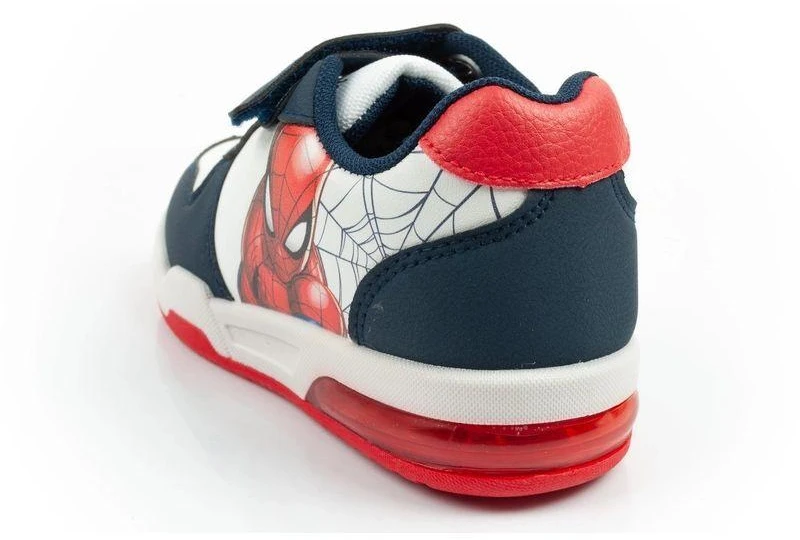 Leomil vaikiški sportiniai bateliai Spiderman lengvi su LED lemputėmis ir velcro užsegimu, balti