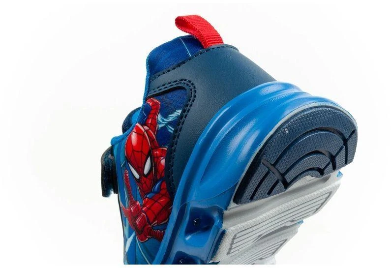 Leomil vaikiški sportiniai bateliai Spiderman lengvi su „velcro“ užsegimu ir LED lemputėmis, mėlyni