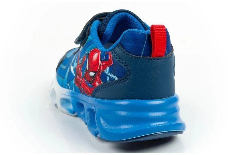 Leomil vaikiški sportiniai bateliai Spiderman lengvi su „velcro“ užsegimu ir LED lemputėmis, mėlyni