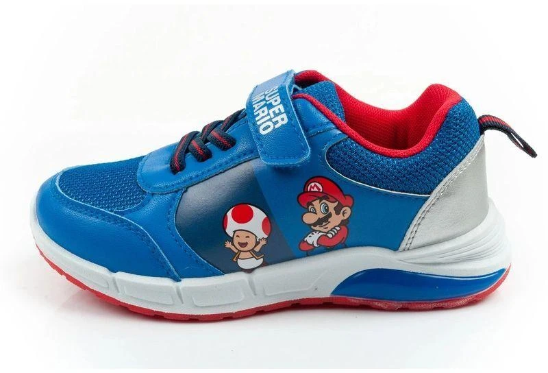 Leomil vaikiški sportiniai bateliai Super Mario kedai su lipukais ir LED apšvietimu, mėlyni