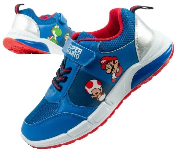 Leomil vaikiški sportiniai bateliai Super Mario kedai su lipukais ir LED apšvietimu, mėlyni