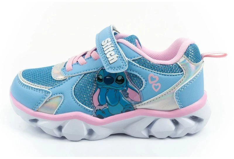 Leomil vaikiški sportiniai kedai su lipukais ir LED švieselėmis, mėlyni, Stitch