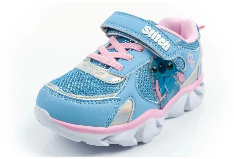 Leomil vaikiški sportiniai kedai su lipukais ir LED švieselėmis, mėlyni, Stitch