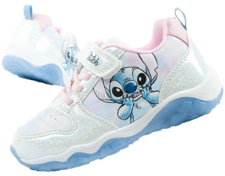 Leomil vaikiški sportiniai kedai su lipukais ir LED švieselėmis, mėlyni, Stitch