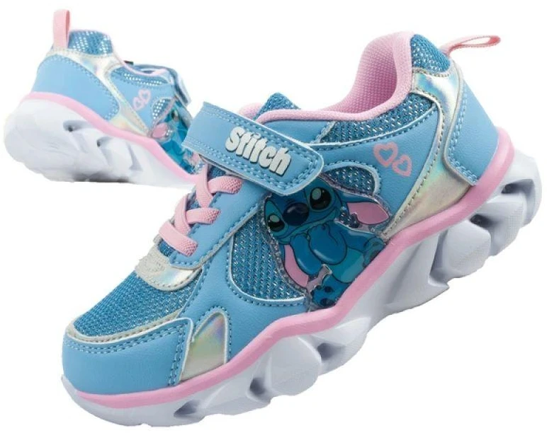 Leomil vaikiški sportiniai kedai su lipukais ir LED švieselėmis, mėlyni, Stitch