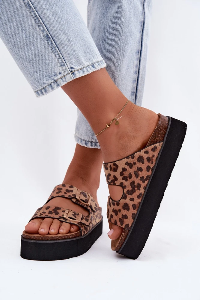 Leopardinio rašto platforminės basutės Step in style