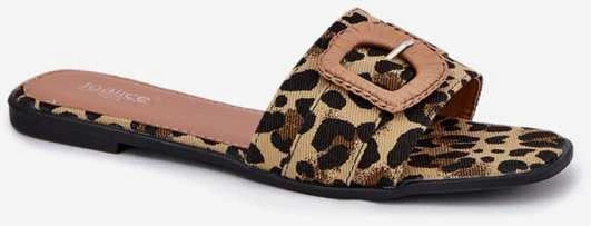 Leopardo raštuotos šlepetės vasarai su sagtimi
