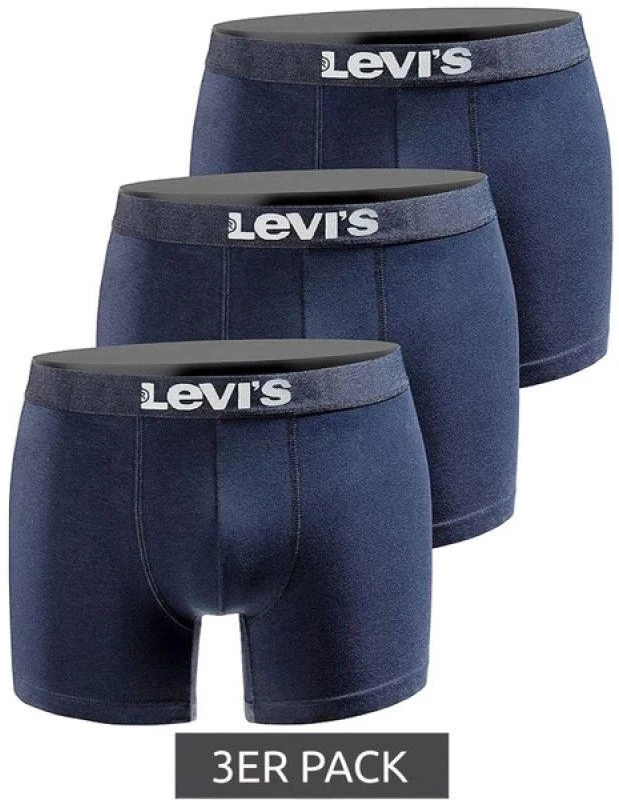 Levi's Vyriški bokseriai, 3 vnt., tamsiai mėlynos spalvos, medvilniniai