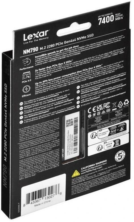 Ausinės Lexar NM790 512 GB M.2 PCIe NVMe SSD