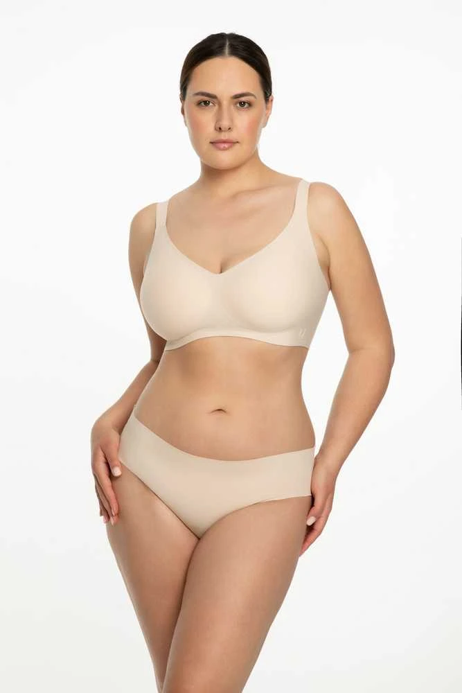 Liemenėlė smėlio spalvos be lankelių komfortui Jelly Bra