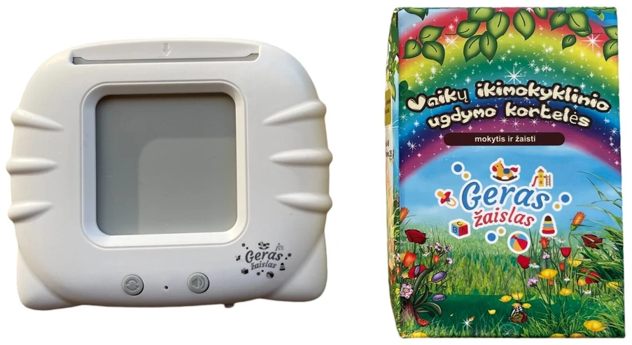 Lietuviškai įgarsintos lavinamosios kortelės + aparatas Geras Žaislas