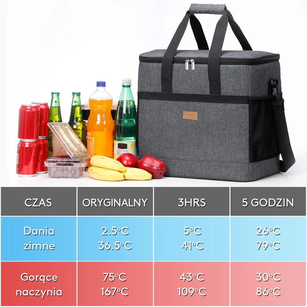 Lifewit izoliuotas pietų krepšys 20 l, sulankstomas, bordo, LF233125
