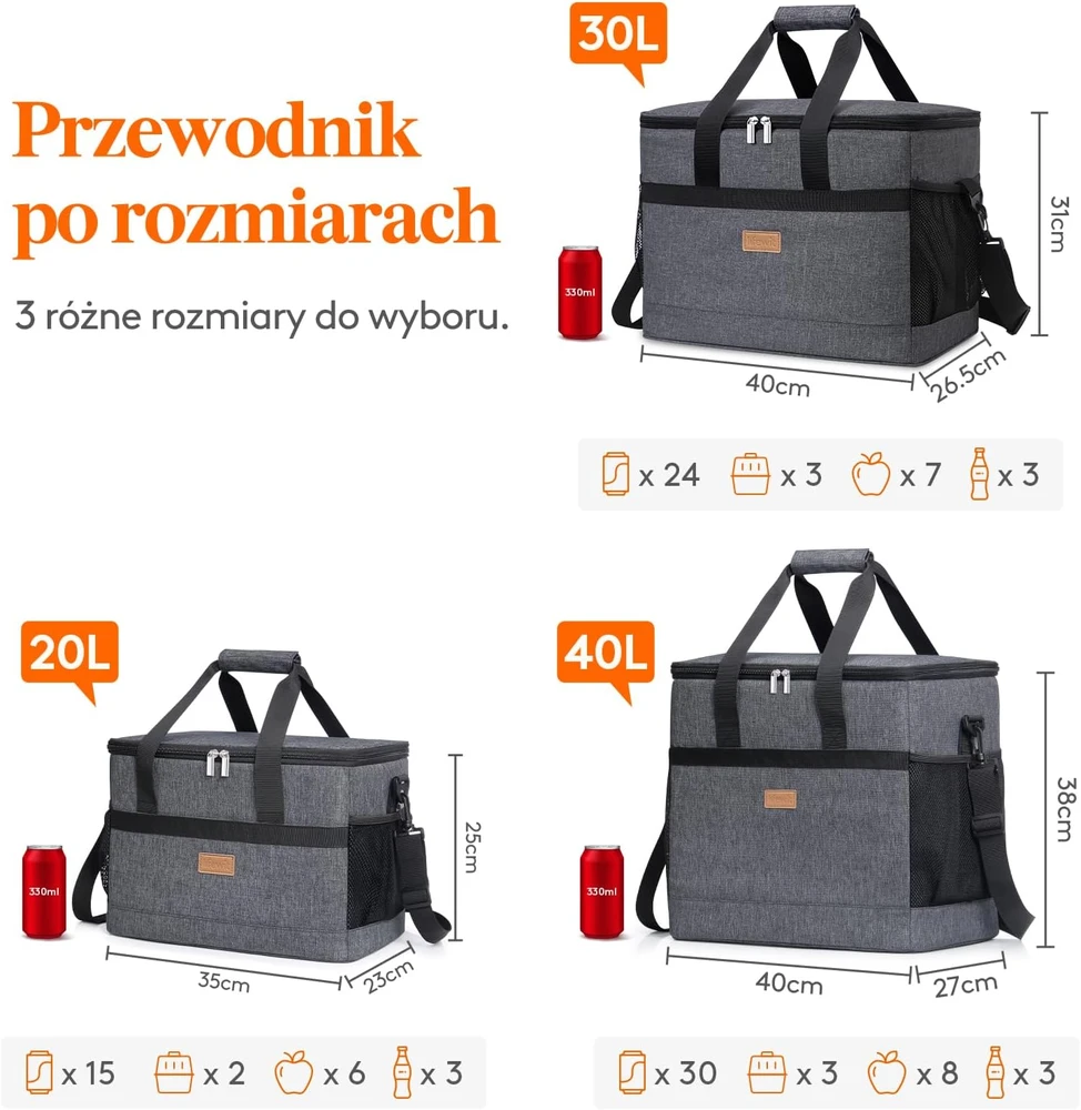 Lifewit izoliuotas pietų krepšys 20 l, sulankstomas, bordo, LF233125