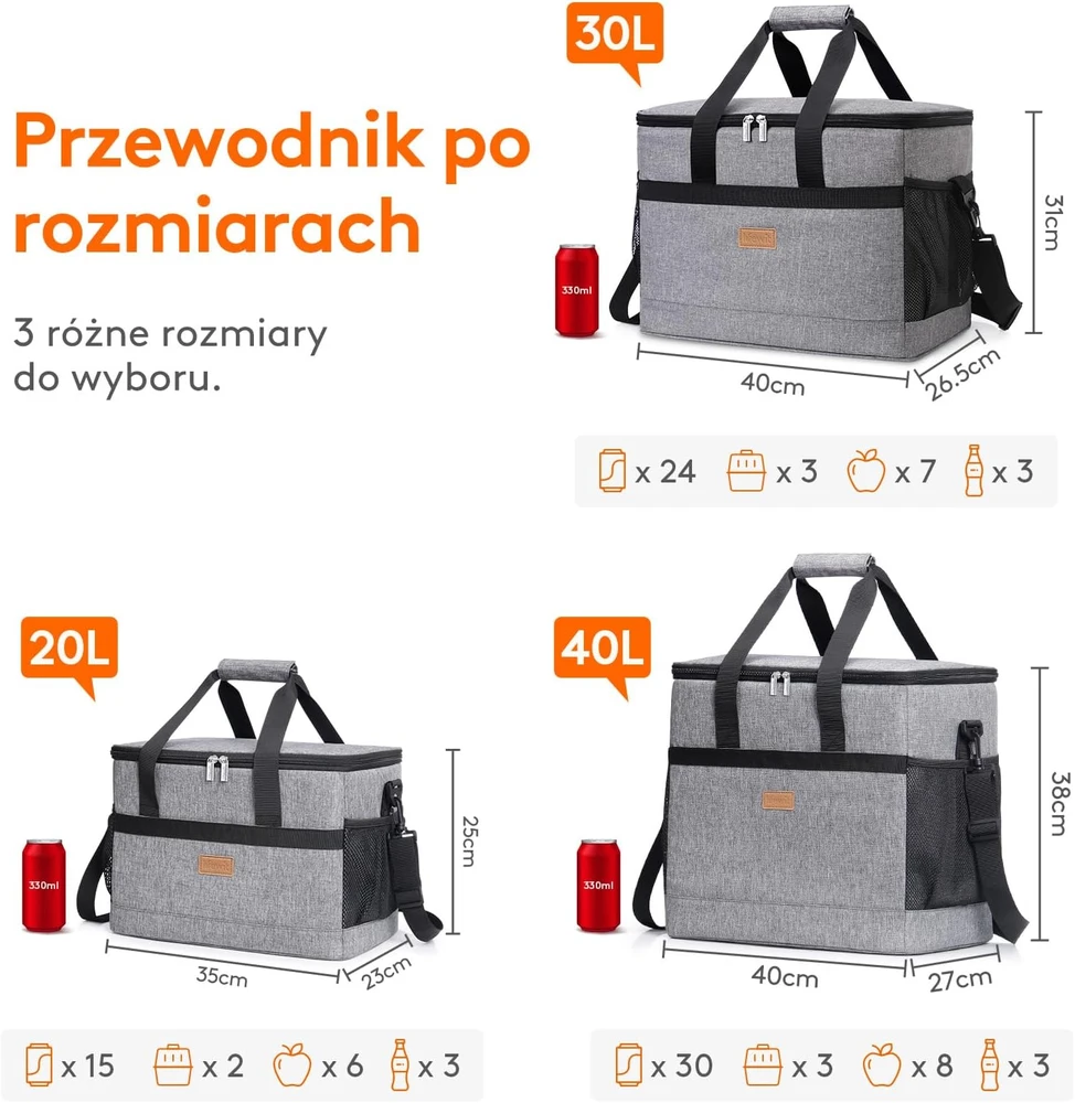 Lifewit izoliuotas pikniko krepšys 20 l, 35 × 23 × 25 cm, bordo, LF233125