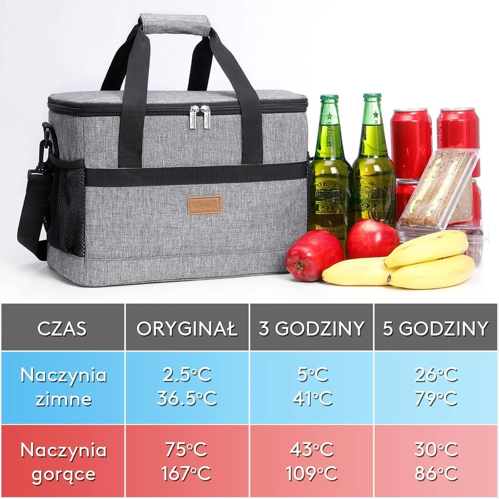 Lifewit izoliuotas pikniko krepšys 20 l, 35 × 23 × 25 cm, bordo, LF233125