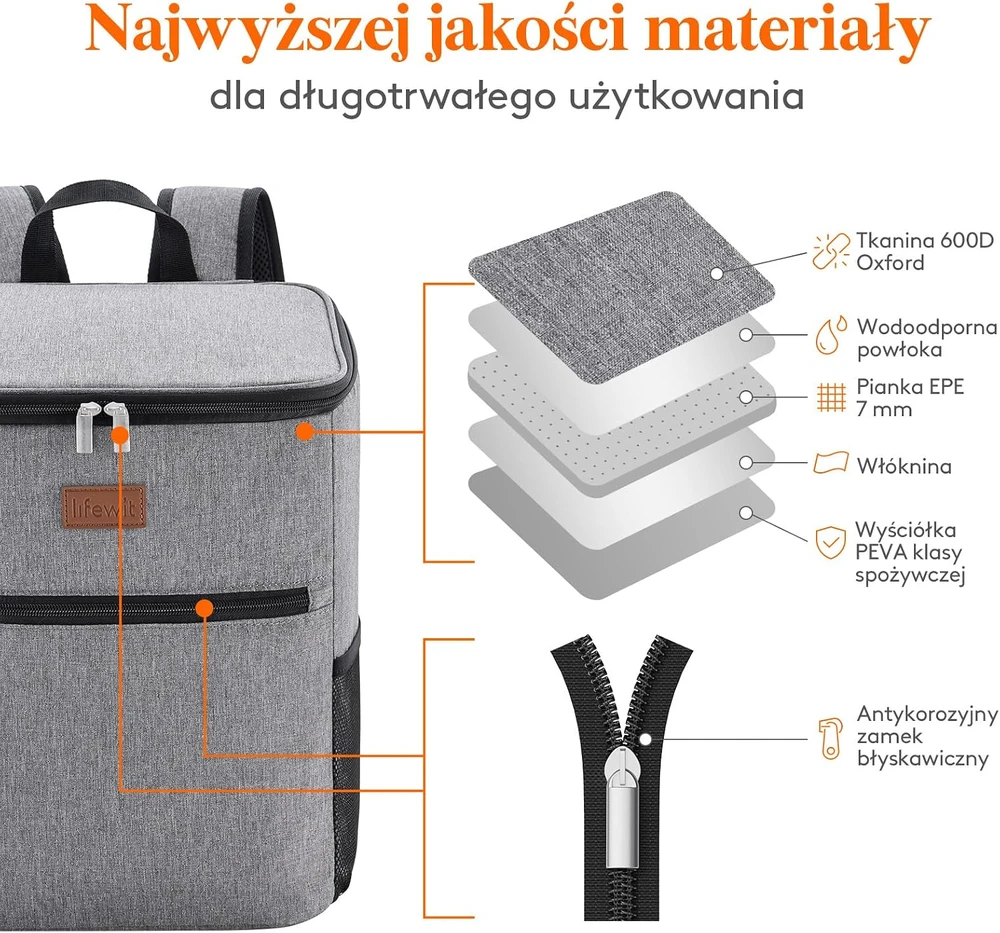 Lifewit termoizoliacinė kuprinė 21 l, vandeniui atspari, YOLF230046