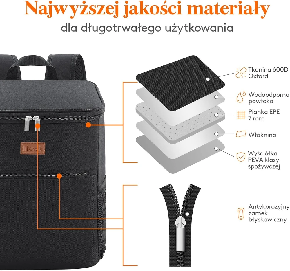 Lifewit termoizoliacinė kuprinė 24 l, atspari vandeniui, YOLF230046