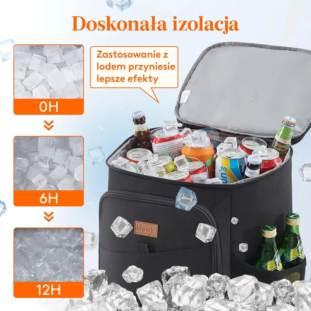 Lifewit termoizoliacinė šaltkrepšio kuprinė 26 l, sandari, juoda, 230135