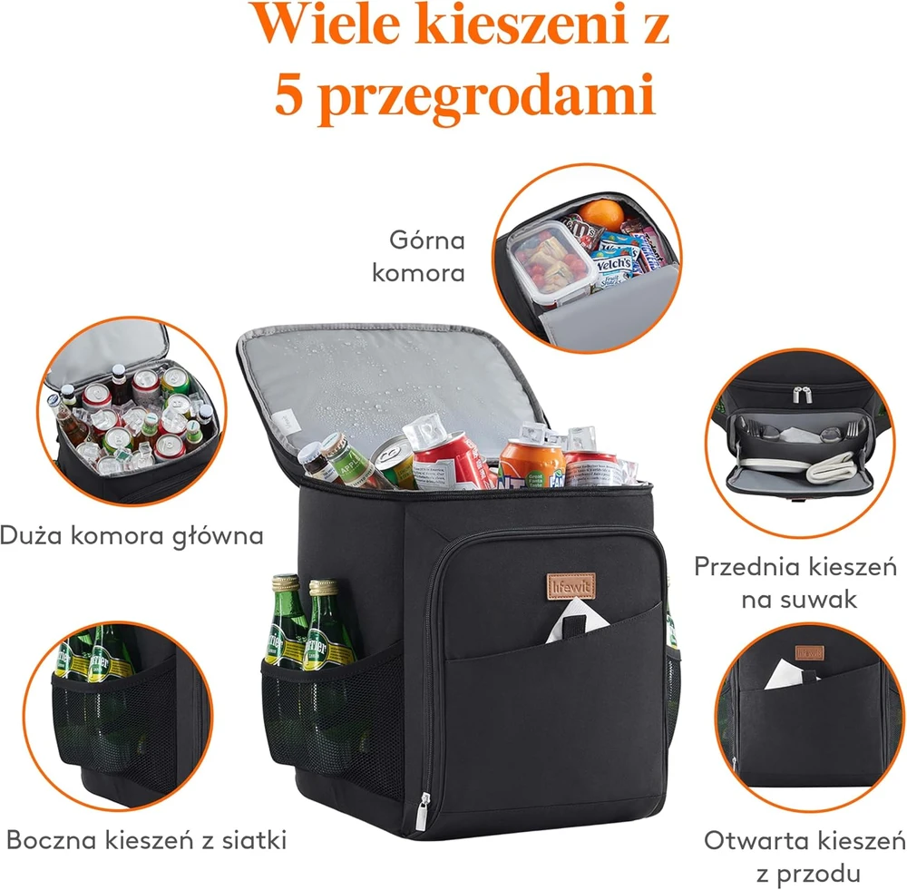 Lifewit termoizoliacinė šaltkrepšio kuprinė 26 l, sandari, juoda, 230135