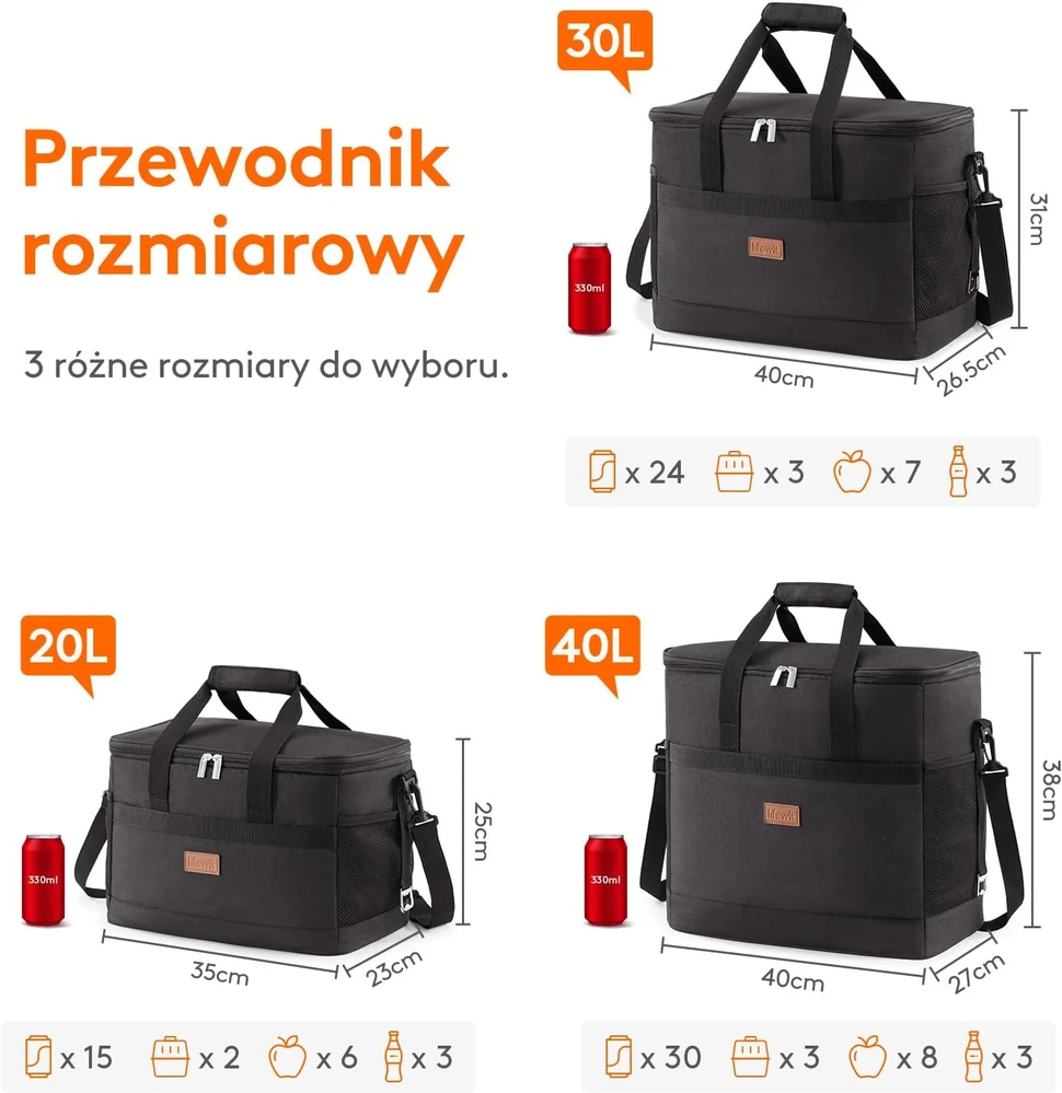 Lifewit termoizoliacinis pietų krepšys 20 l, 35 × 23 × 25 cm, LF233125