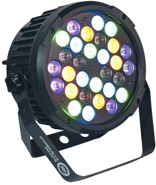 Light4Me Juodas PAR 30x3W RGBA-UV LED - LED sceninis prožektorius