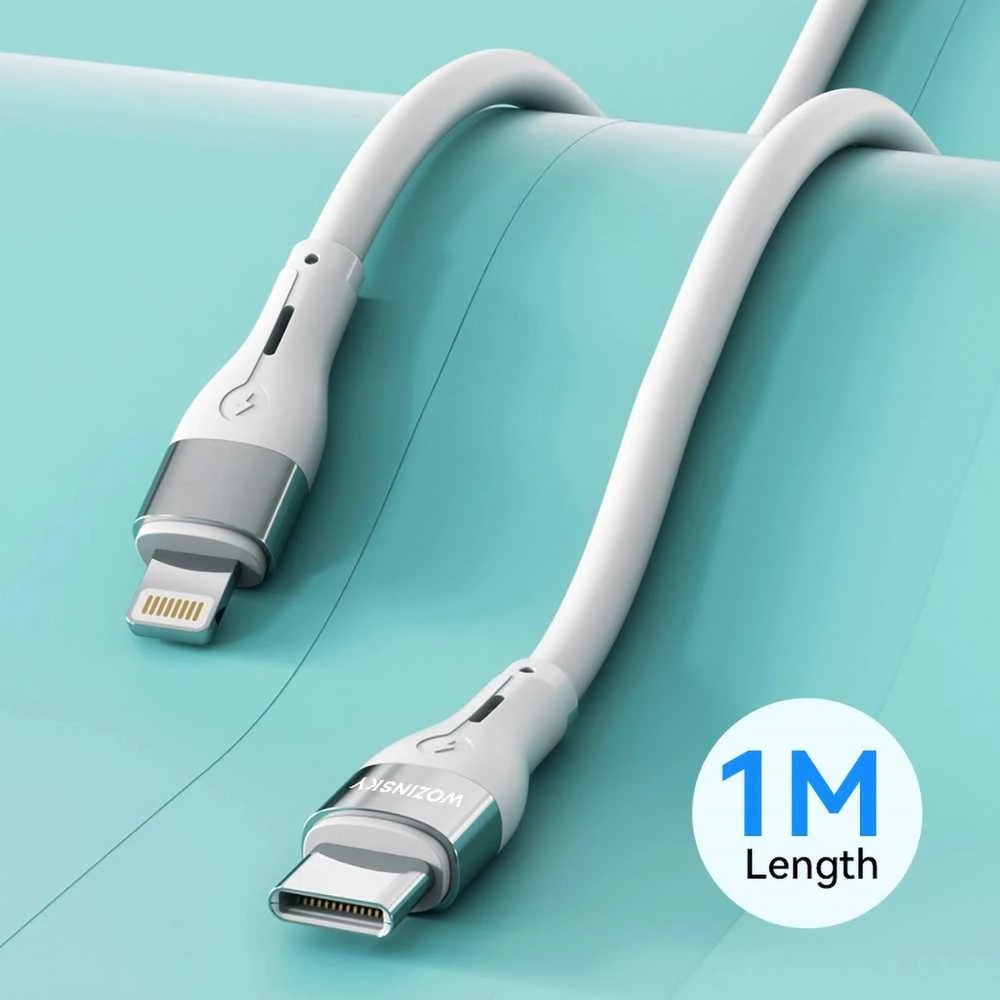 Wozinsky WSTCL1 Lightning / USB-C PD 27W kabelis 1 m – baltos spalvos