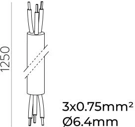 Linijinės sistemos PIPE 3 polių kabelis, 1250mm, K2005240N