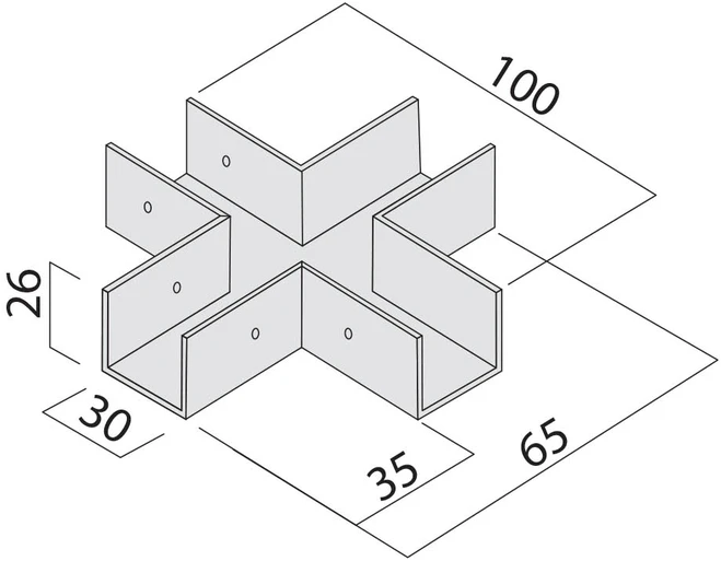 Linijinės sistemos XFORT bėgelio X formos sujungimas, juodas, FRT01XC SBK