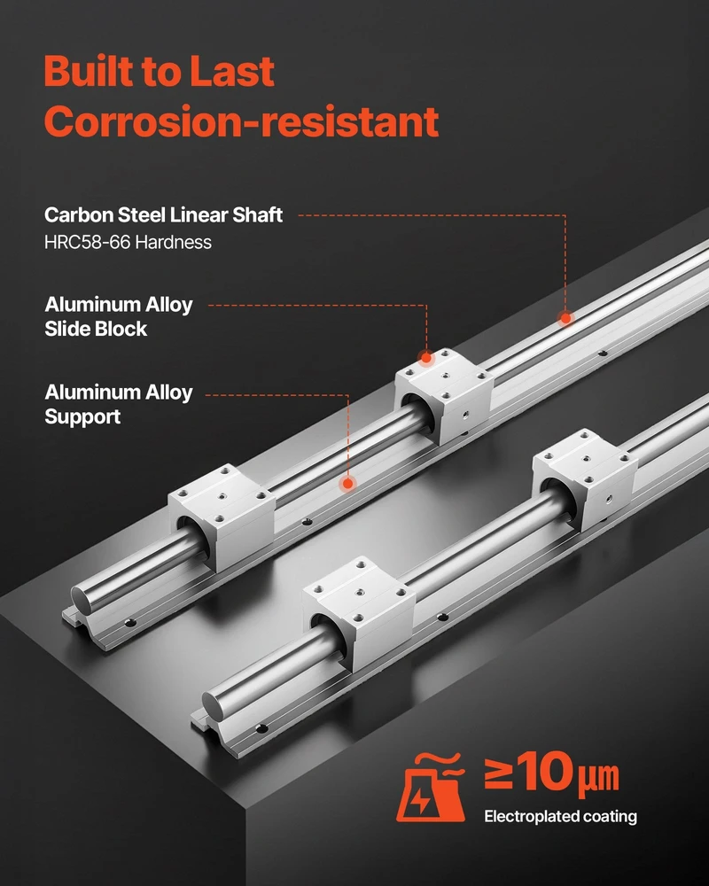 VEVOR Linearinis bėgelis SBR20 2000 mm, 4 guoliai