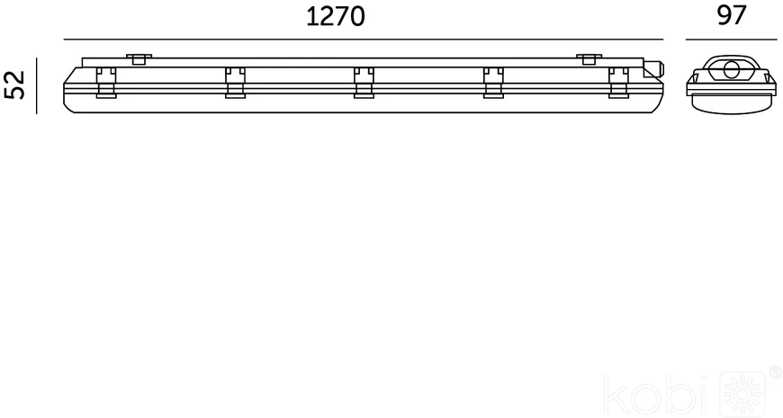 Linijinis šviestuvas G2, pilkas, su 2x LED T8 18W 120cm 6500K lempomis, IP65