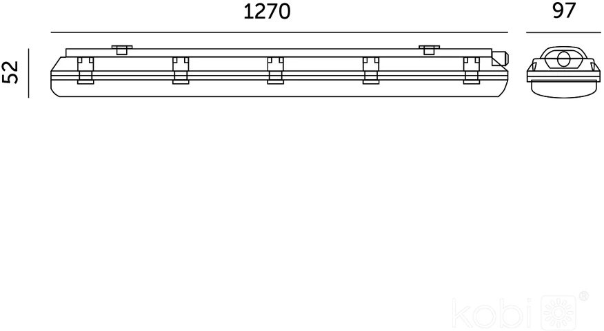 Linijinis šviestuvas HERMIC G2 2x120, G13, pilkas, IP65