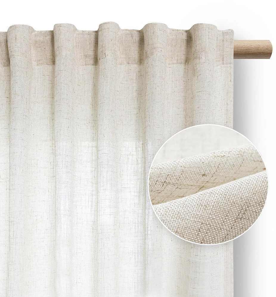 Lininė užuolaida Velari su klostėmis AmeliaHome 140 × 300 cm, šviesiai smėlio