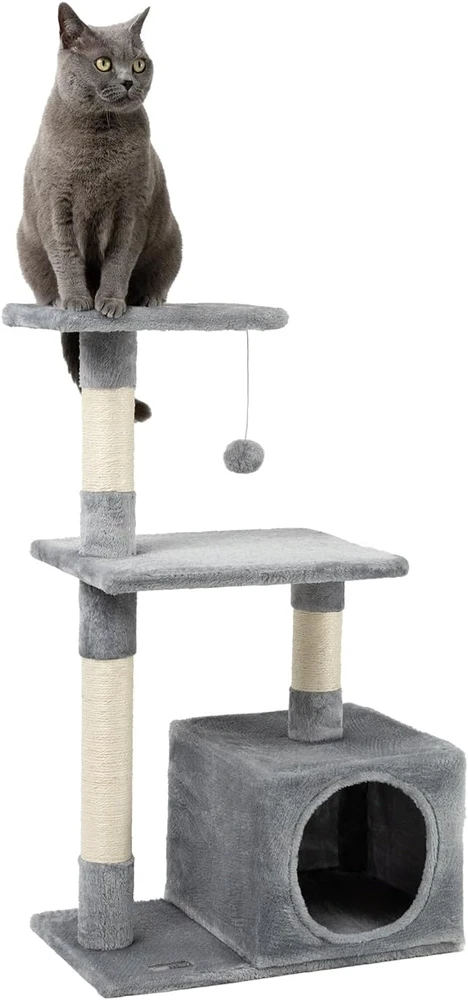 lionto kačių draskyklė su guoliu ir dviem platformomis, 85 cm, šviesiai pilka, KB00253