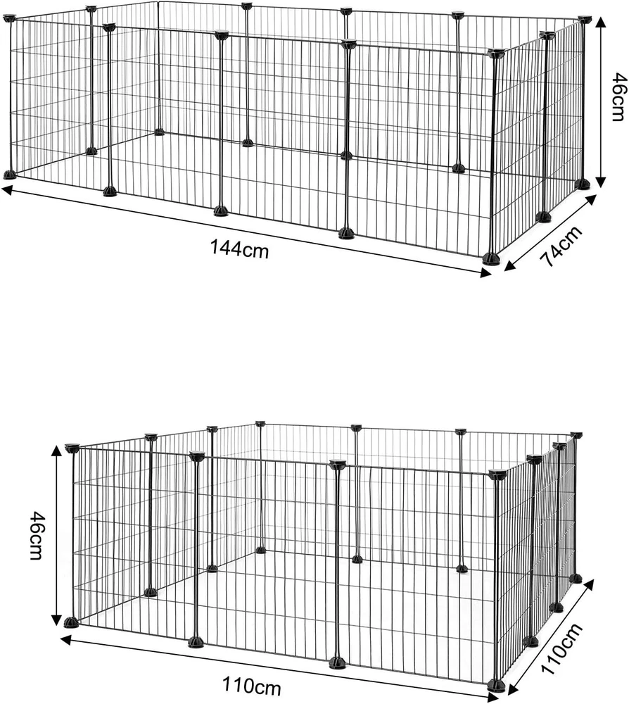 lionto triušių aptvaras iš metalo 144 × 74 × 46 cm, juodas, PF00199